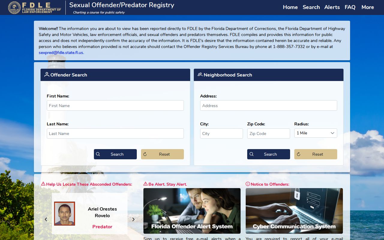 FDLE official registry search for St. Lucie County safety research